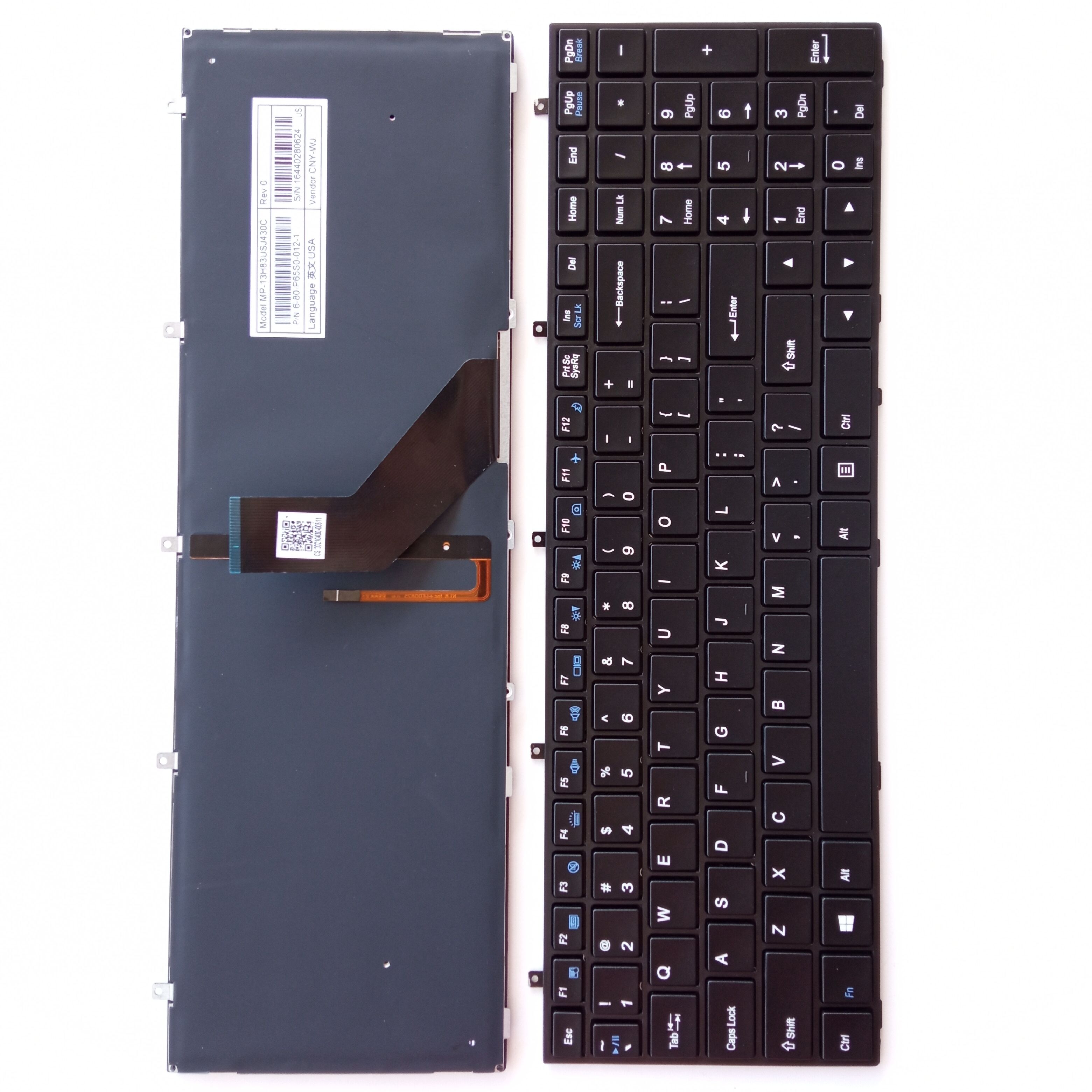 Picture of New Replacement Laptop Keyboard For HASEE W370/W350/K590S/W670 BLACK FRAME BLACK Backlit (OEM) US Layout